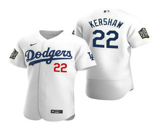 Men Los Angeles Dodgers #22 Clayton Kershaw White 2020 World Series Authentic Flex Nike Jersey->los angeles dodgers->MLB Jersey